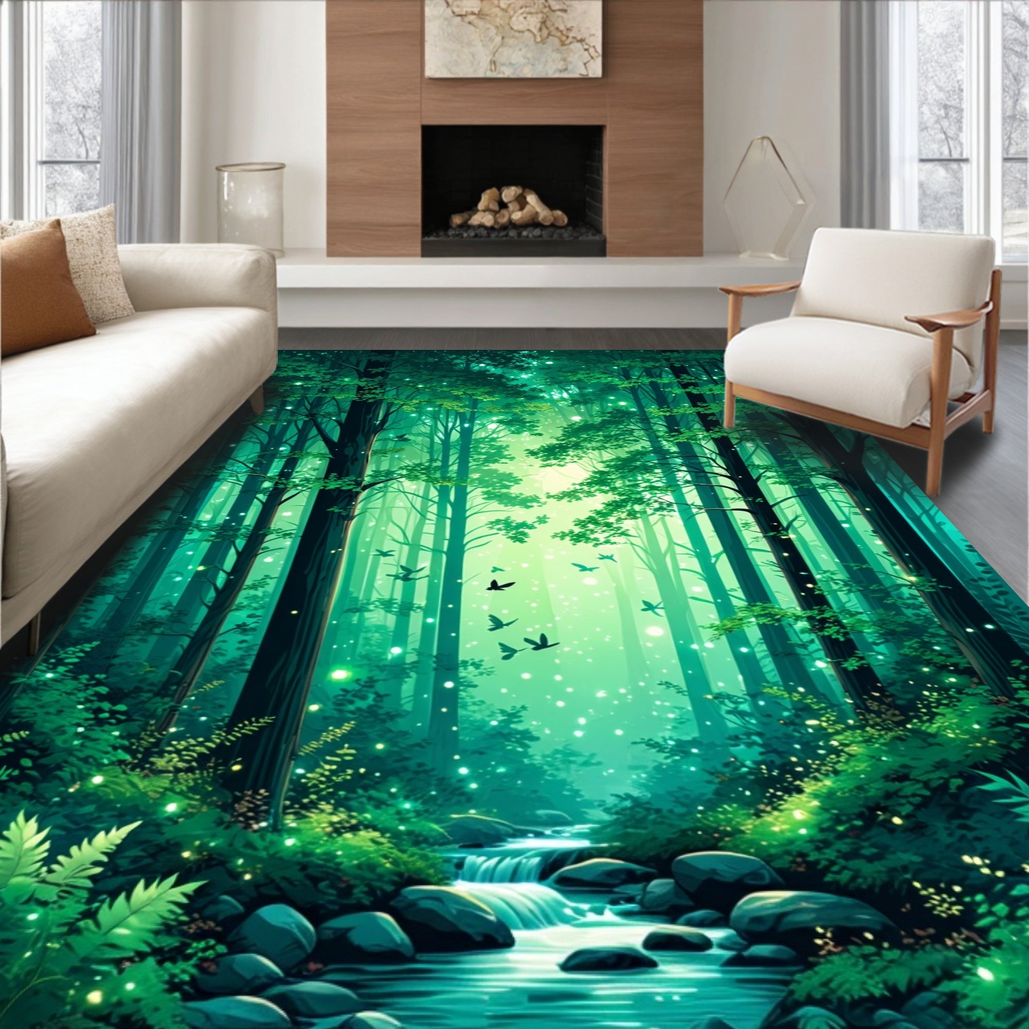 Enchanted Forest With Magical Glow Rug