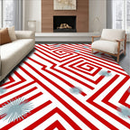 Red Labyrinth Starburst Rug