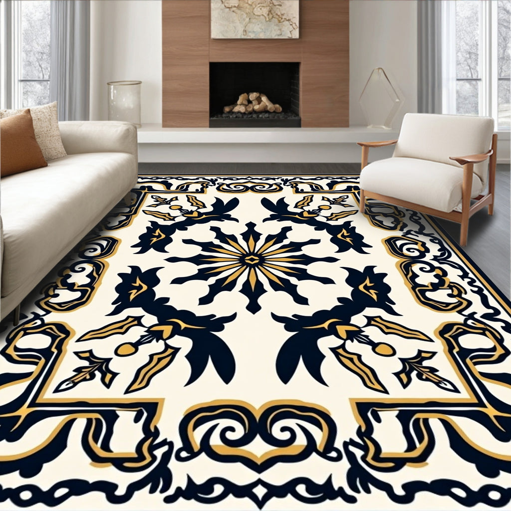 Intricate Regal Floral Patterned Design Rug