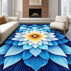 Intricate Blue Yellow Floral Mandala Design Rug