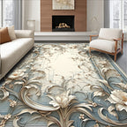 Elegant Floral Scrollwork Patterned Rug
