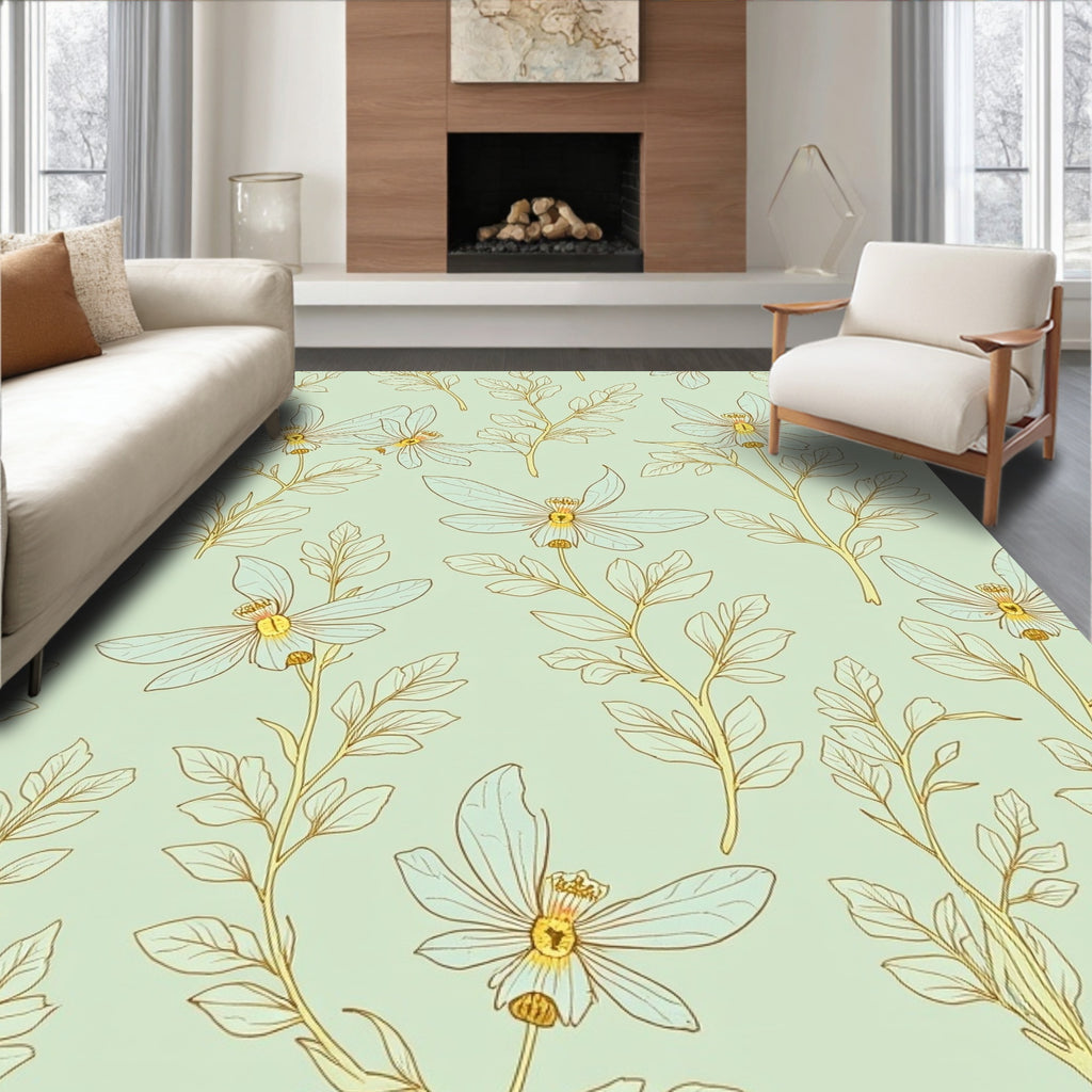 Delicate Floral Leaf Pattern Rug