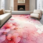 Soft Pink Blossom Watercolor Design Rug