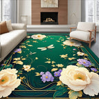 Elegant Dragonfly Floral Garden Design Rug