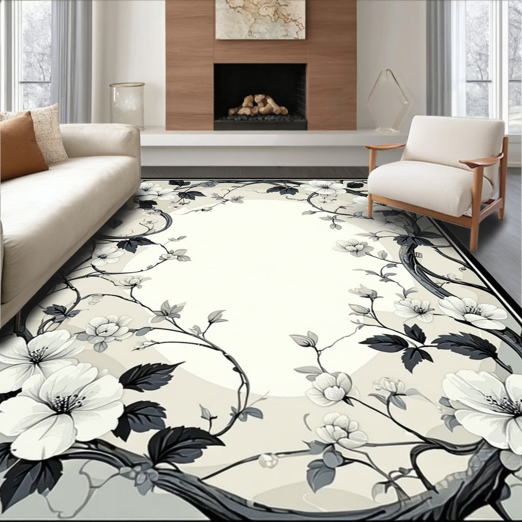 Vintage Floral Vine Botanical Design Rug