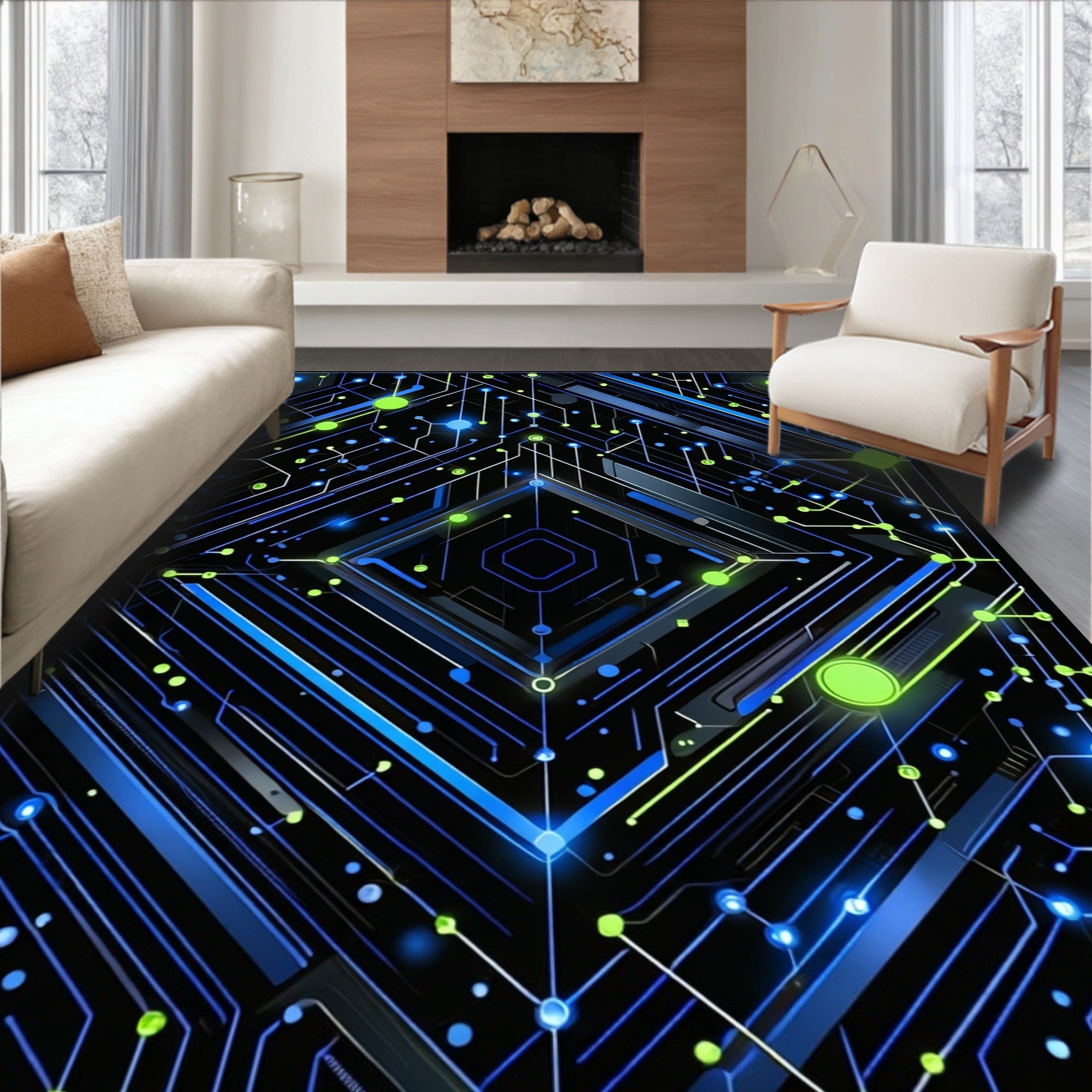 Electric Circuit Abstract Pattern Rug