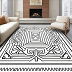 Intricate Abstract Maze Pattern Rug