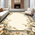 Cream Floral Vine Patterned Rug