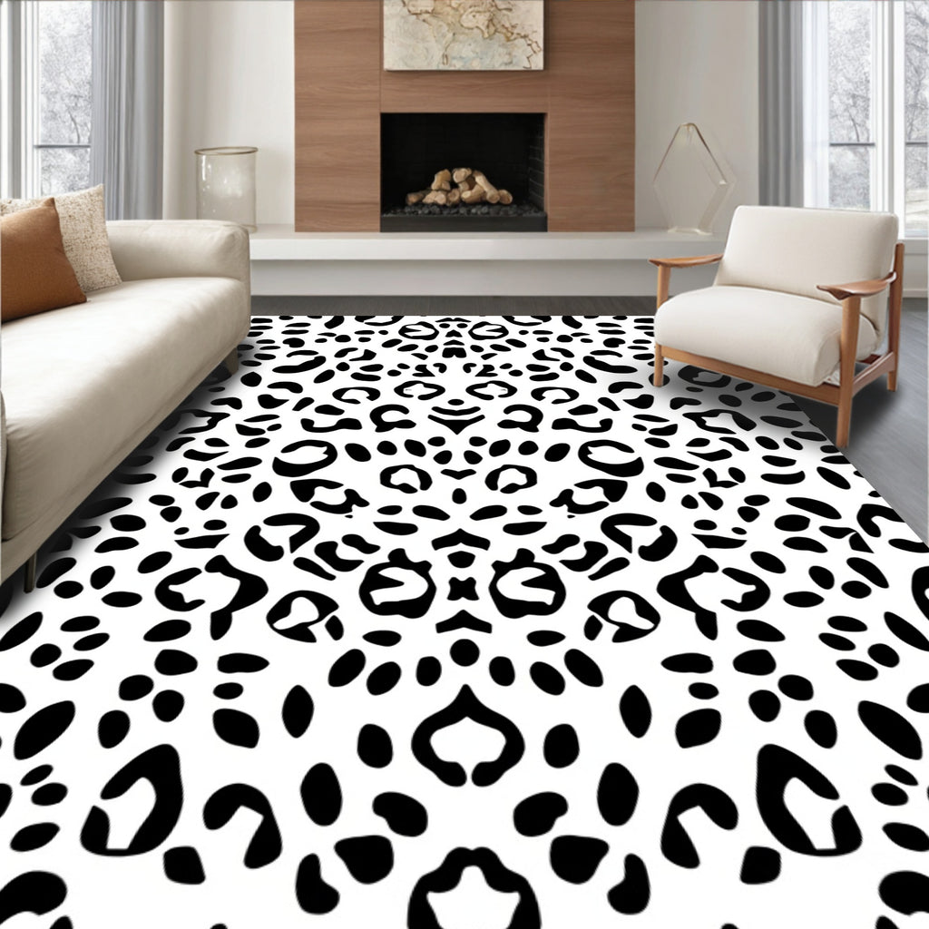 Bold Black And White Animal Print Rug