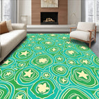 Green Aqua Star Swirl Pattern Rug