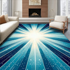Radiant Starburst Ice Blue Glow Rug