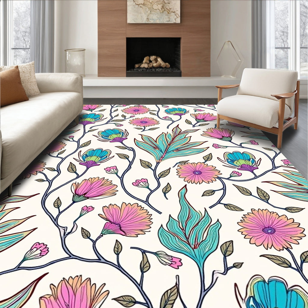 Artistic Floral Vine Pattern Rug