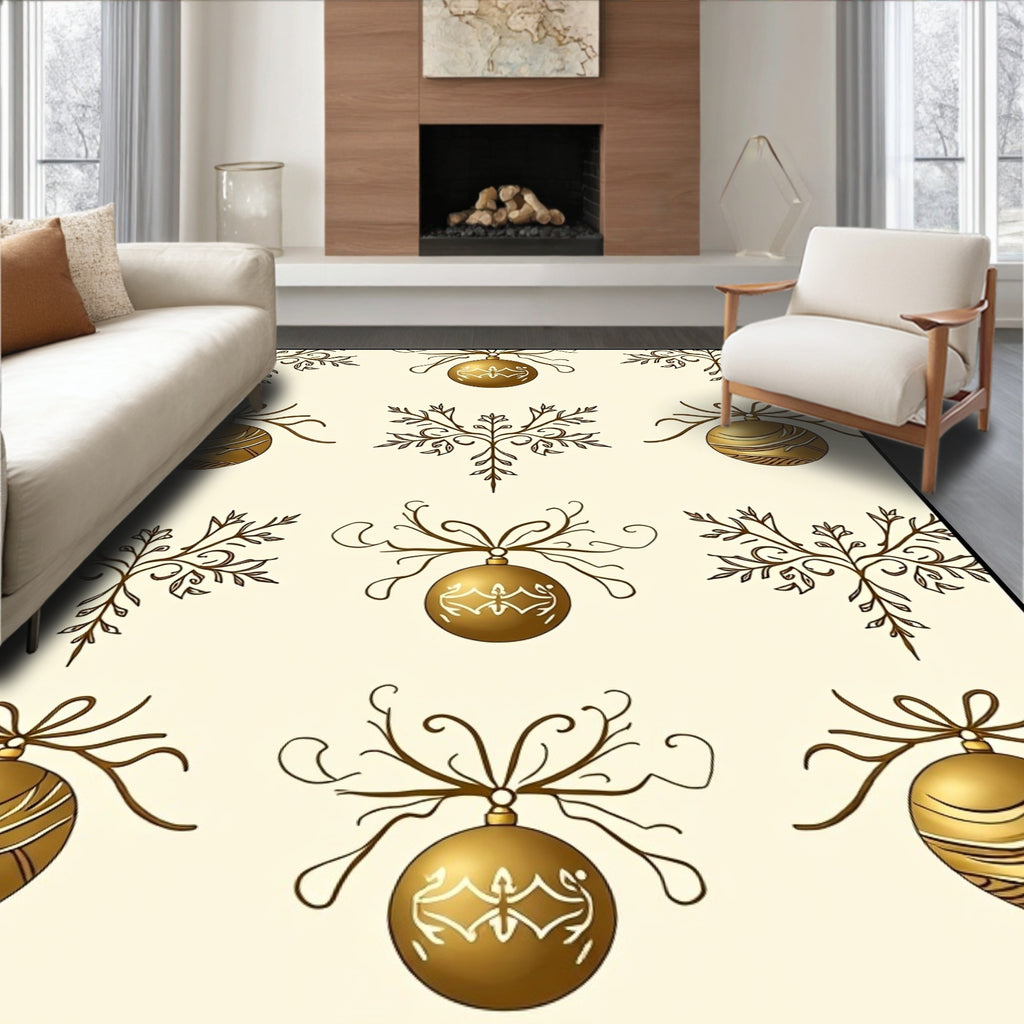 Golden Ornate Ornament Branch Medallion Rug