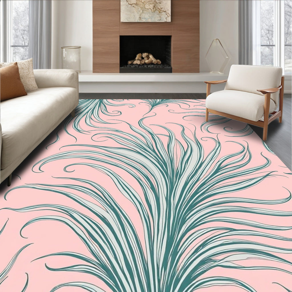 Abstract Swirling Feather Pattern Rug