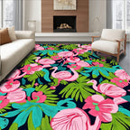 Tropical Flamingo Floral Pattern Rug