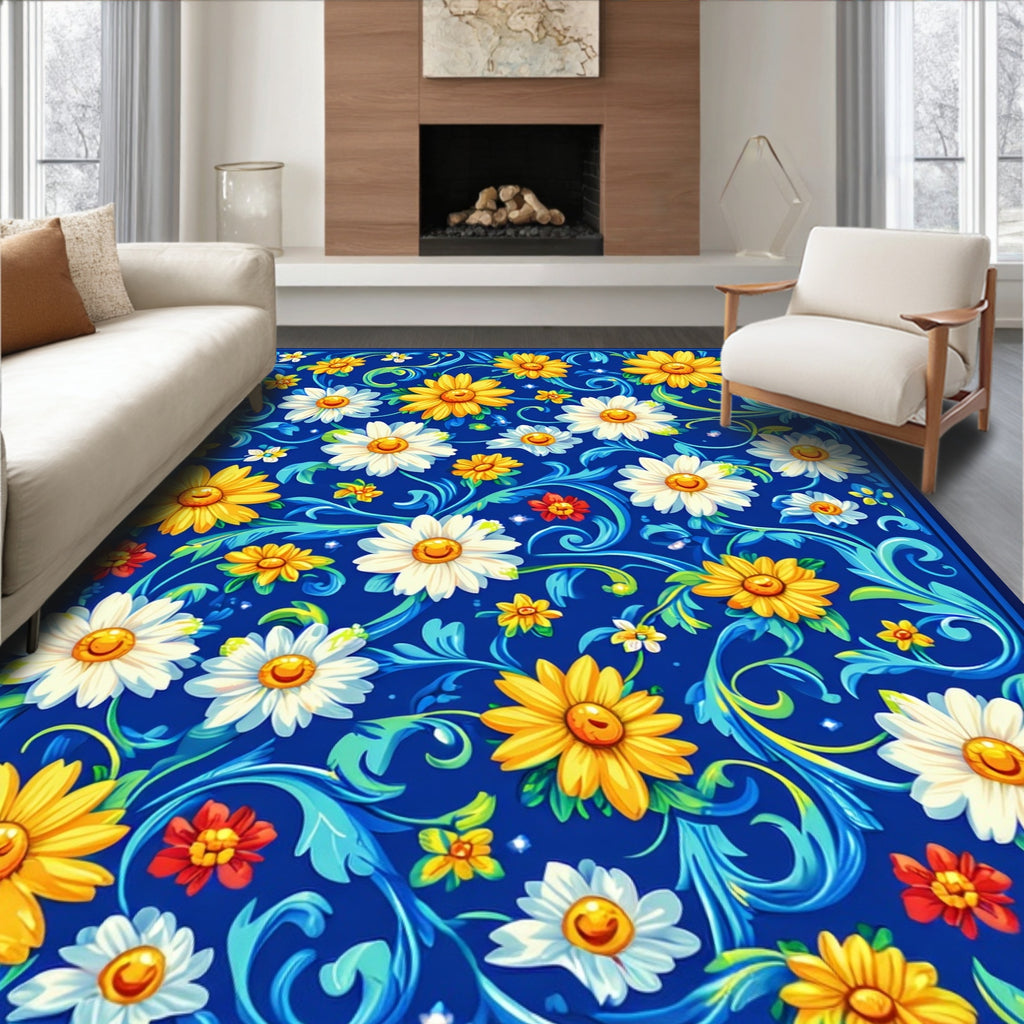 Charming Floral Scroll Pattern Rug