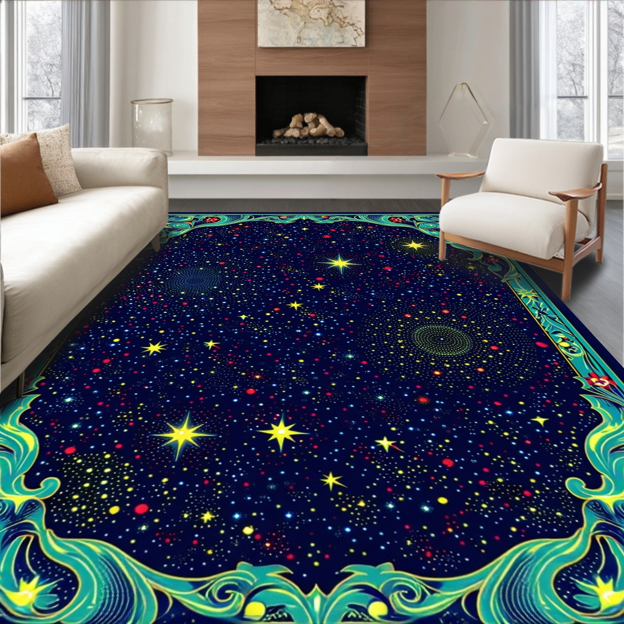 Celestial Starry Night Garden Rug