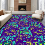 Vibrant Floral Silhouette Pattern Rug
