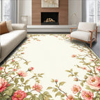 Vintage Pink Peony Branch Floral Accent Rug