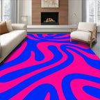 Vivid Swirl Blue Pink Abstract Rug