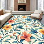 Vibrant Tropical Floral Vine Pattern Rug