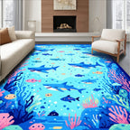 Pixelated Shark Reef Adventure Rug