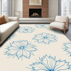 Delicate Blue Floral Outline Rug