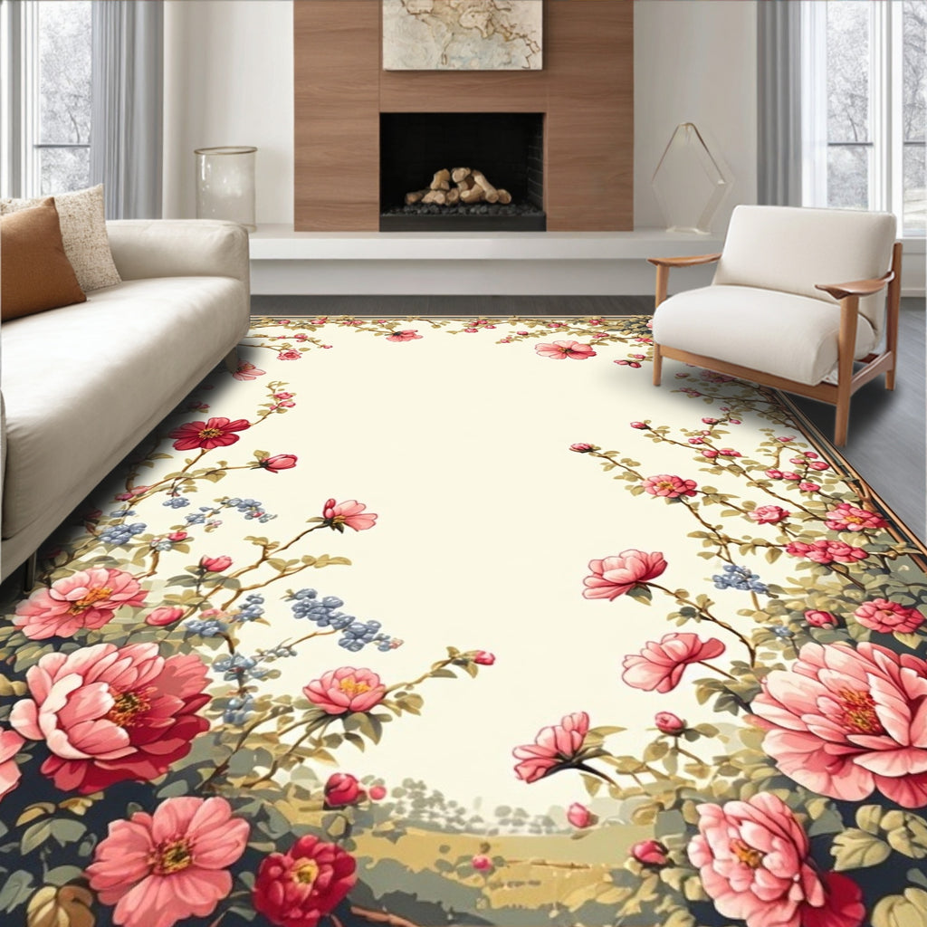 Elegant Floral Garden Pattern Rug