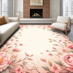 Soft Pink Floral Vine Design Rug