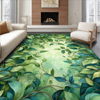 Lush Green Leafy Vine Design Rug