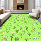 Whimsical Daisy Yellow Flower Pattern Rug
