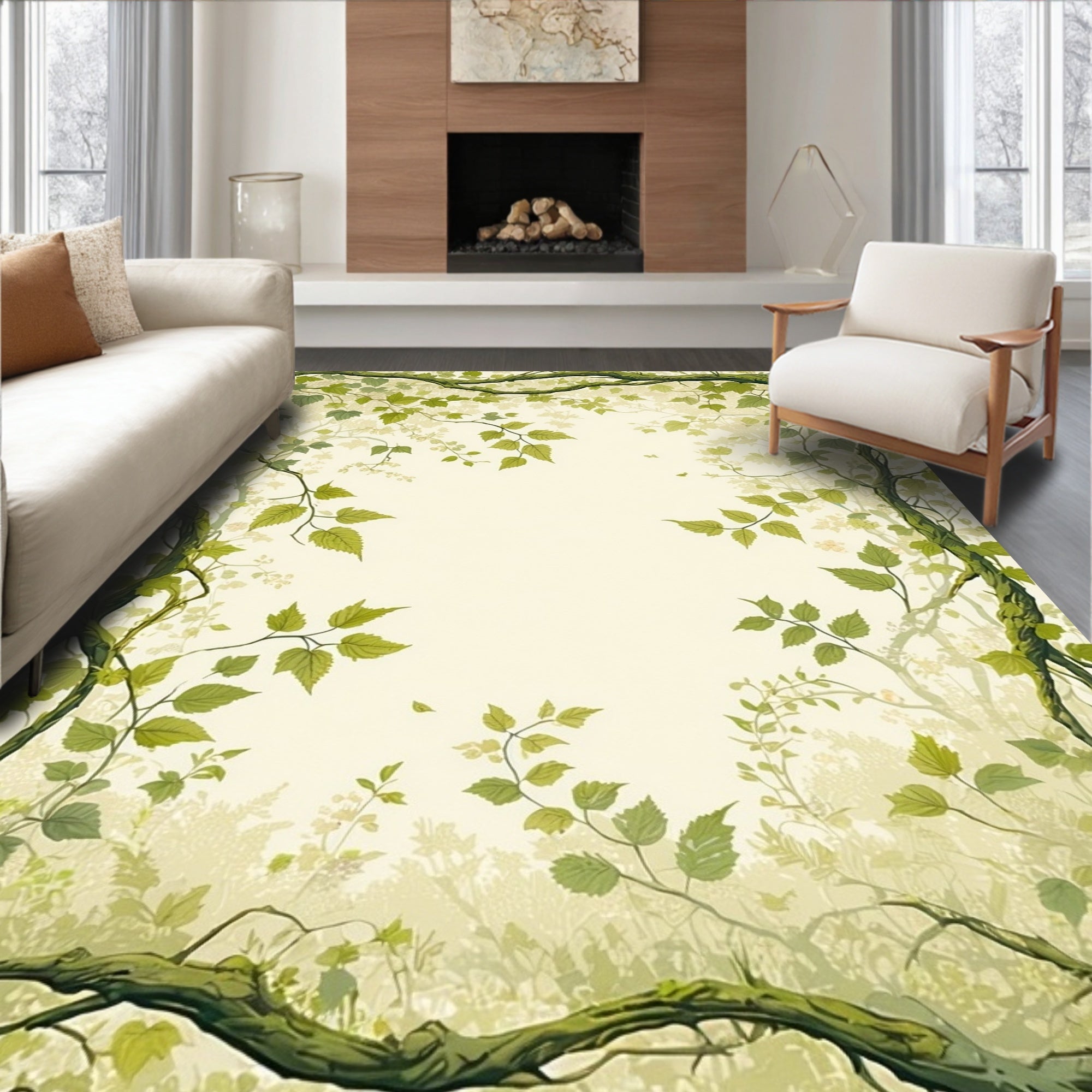 Vines and Leaves Nature Pattern Rug