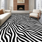 Abstract Black and White Zebra Swirl Rug