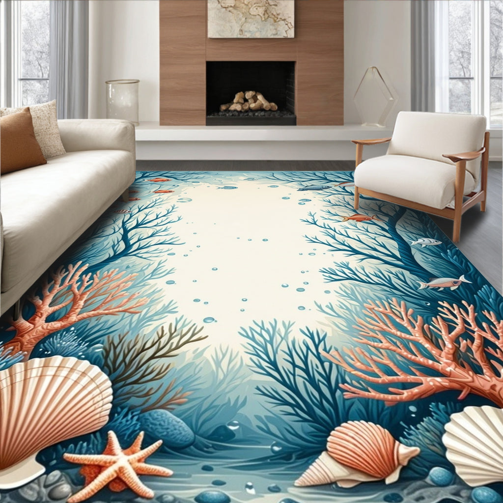 Oceanic Coral Reef Fish Design Rug
