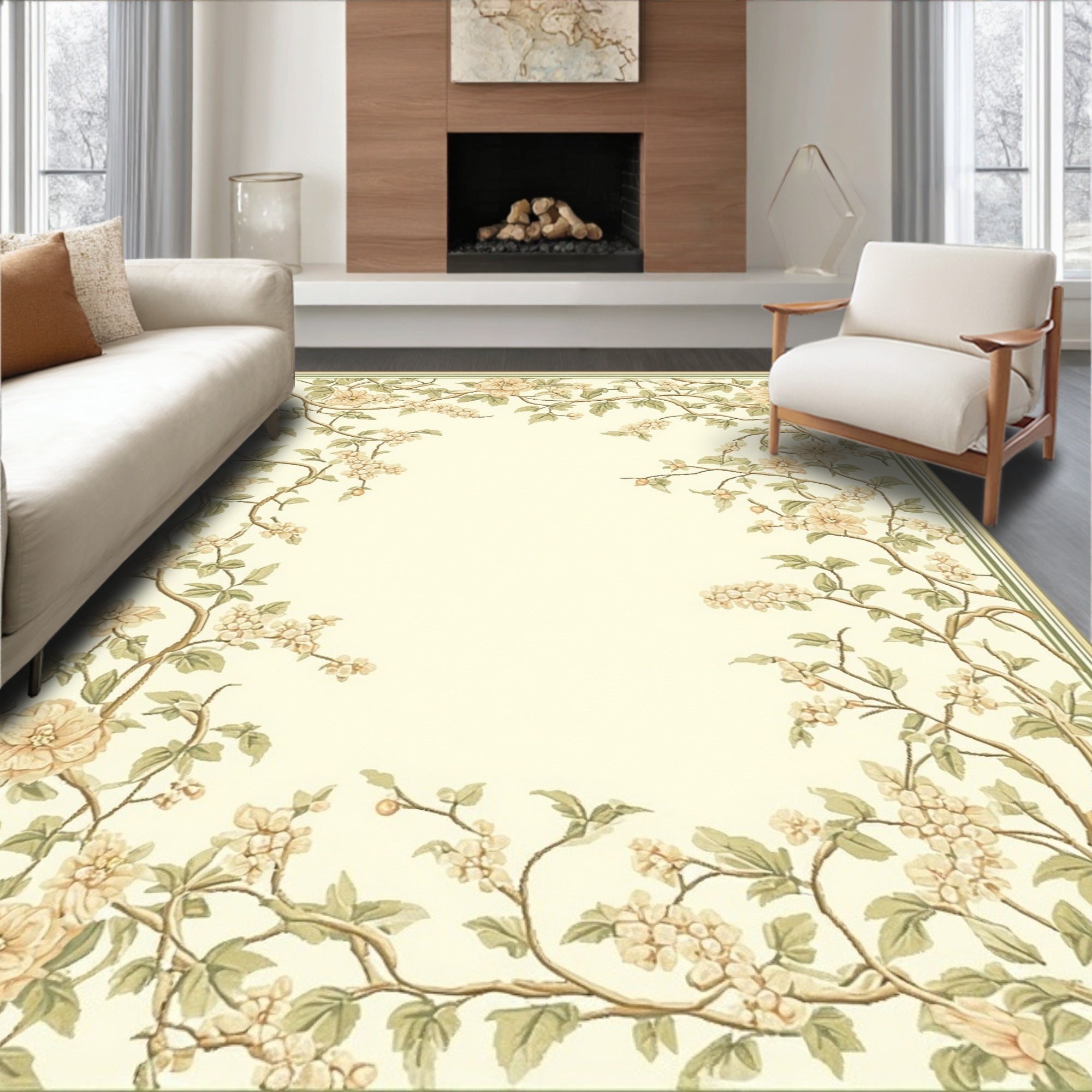 Floral Twig Vine Pattern Rug