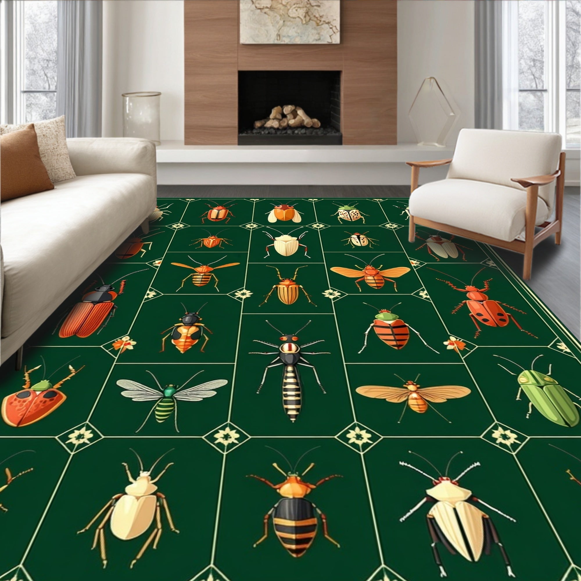 Entomology Insect Pattern Rug