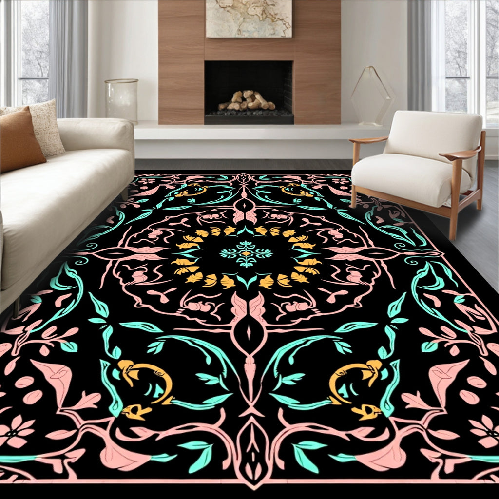 Floral Vines Symmetry Pattern Rug
