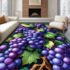 Vibrant Purple Grapes Botanical Pattern Rug