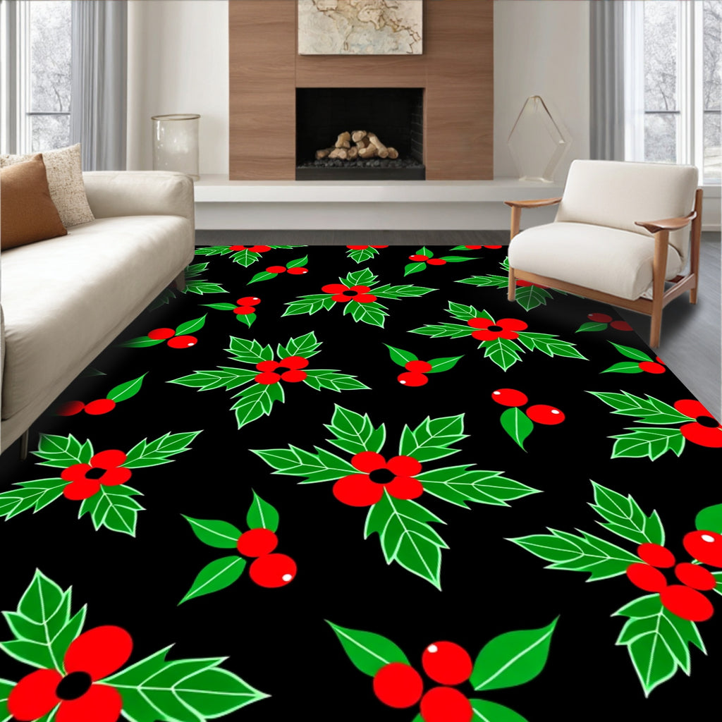 Classic Holly Berry Sprig Repeat Rug
