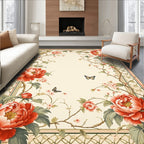 Vintage Botanical Peony Garden Rug