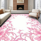 Delicate Pink Floral Vine Design Rug