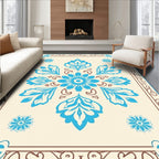 Azure Floral Mandala Pattern Rug