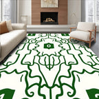 Bold Green White Abstract Motif Rug