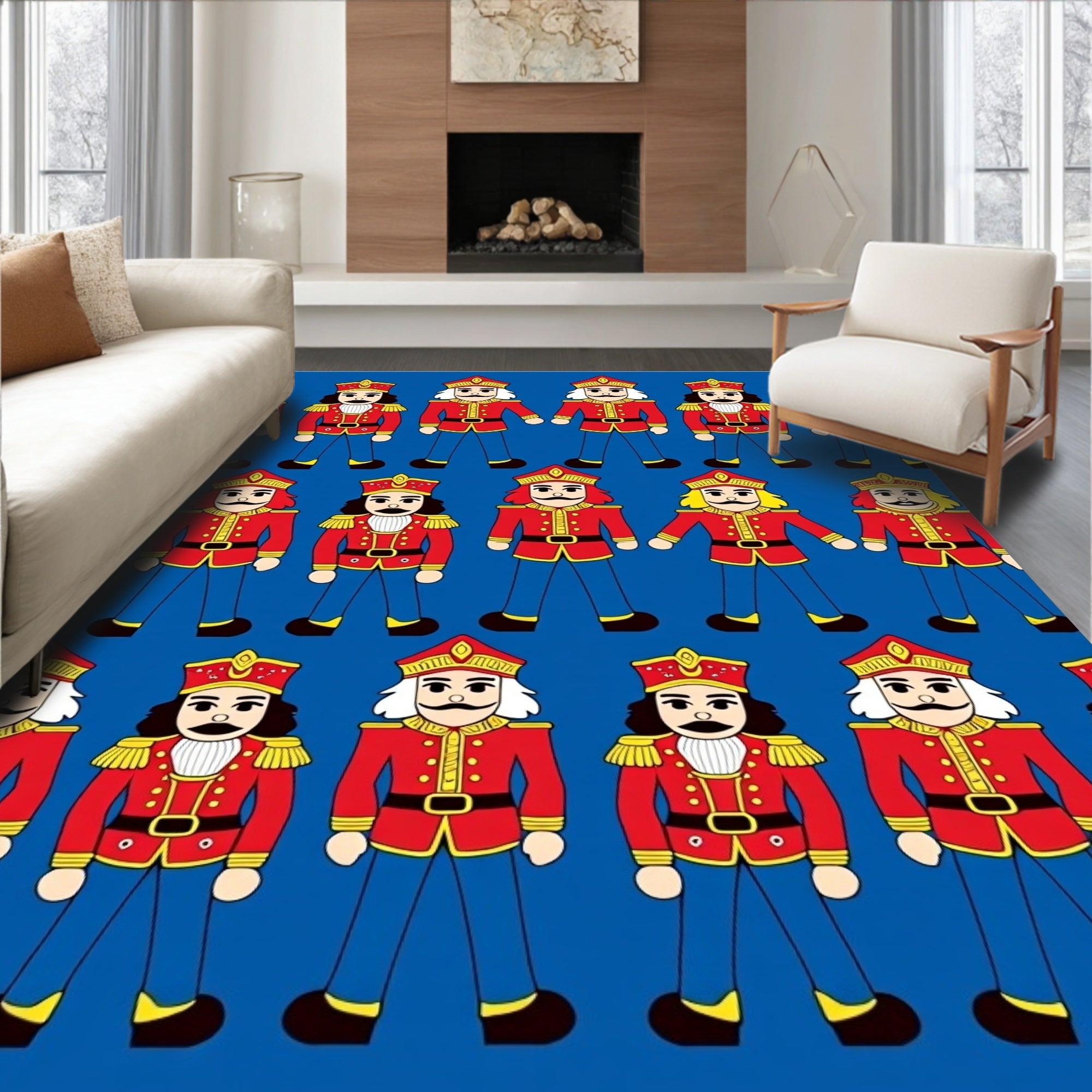 Red Royal Guard Nutcracker Arrangement Rug