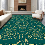 Emerald Gold Ornate Floral Swirl Rug