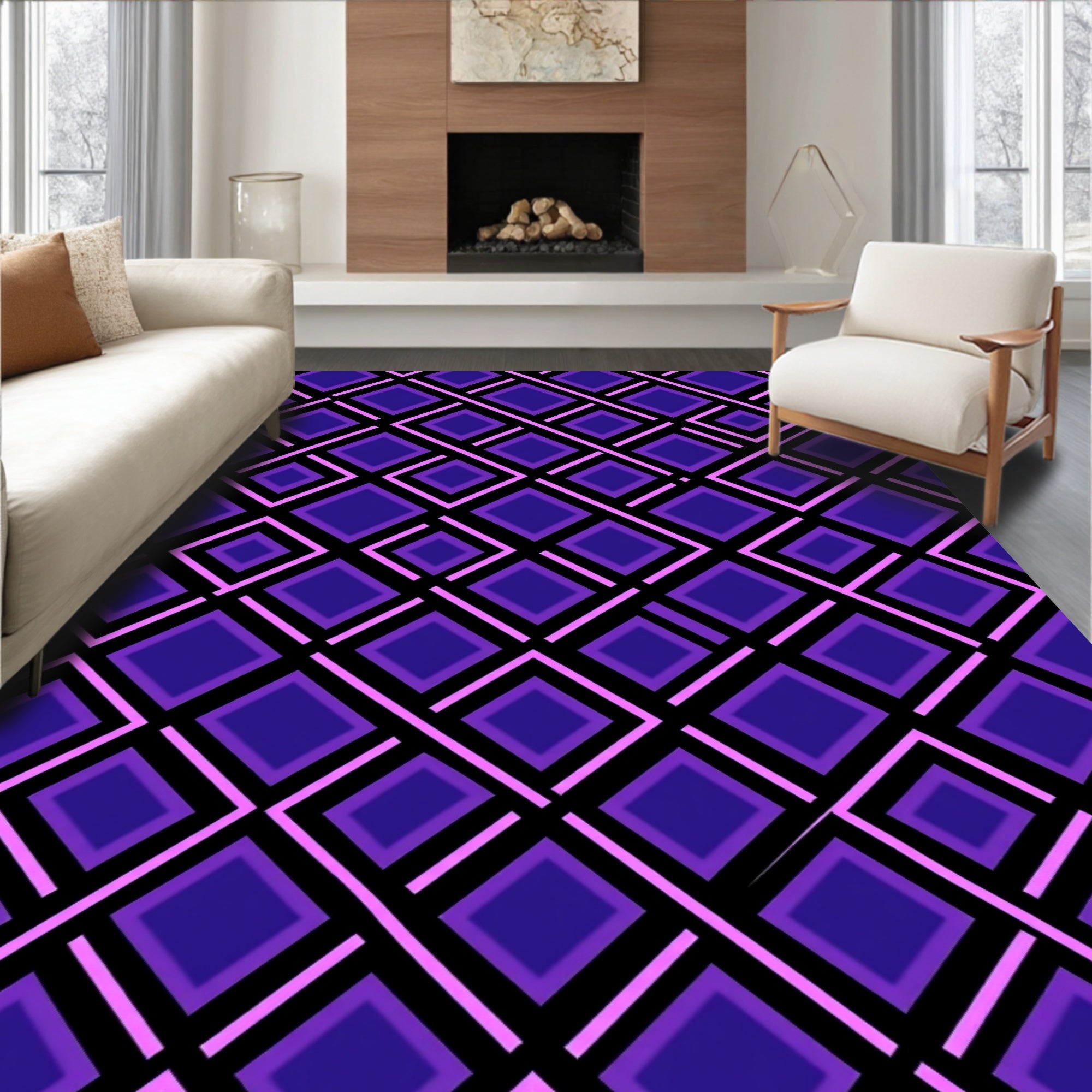 Diamond Intersect Geometric Design Rug