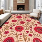 Red Floral Vine Artful Design Rug
