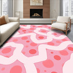 Pink Polka Dot Flowing Pattern Rug