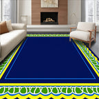 Bold Yellow Green Leaf Border Design Rug