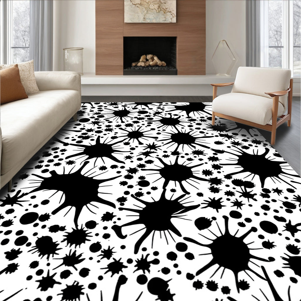Ink Splatter Abstract Radial Design Rug